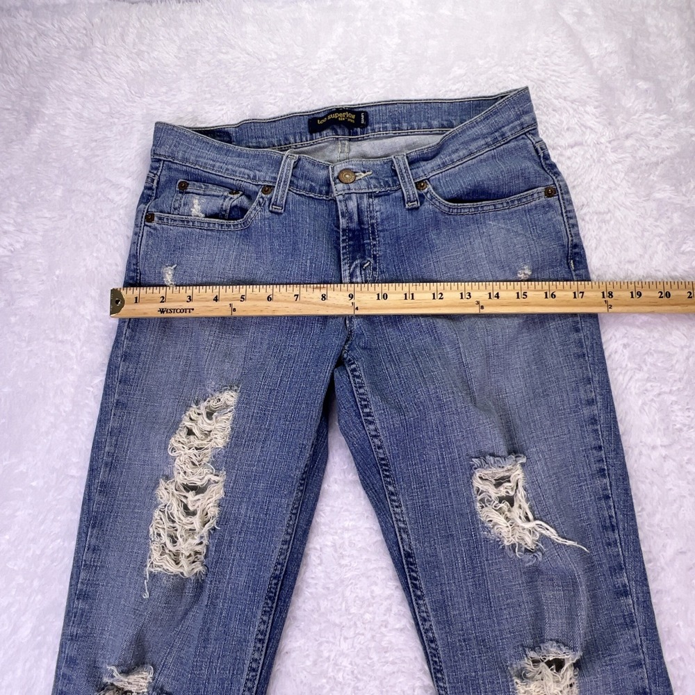 Y2K Levi's 524 Superlow Womens 9M LowRise Distressed Stretch Skinny Jean (30x31) - Picture 9 of 11